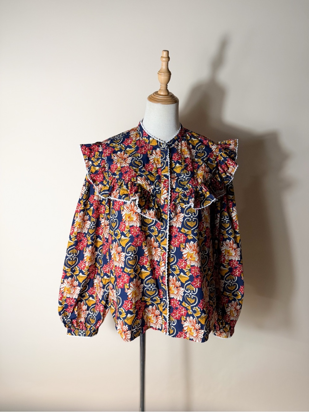 SONMER Dorothy Blouse $160 Floral Print Cotton Large